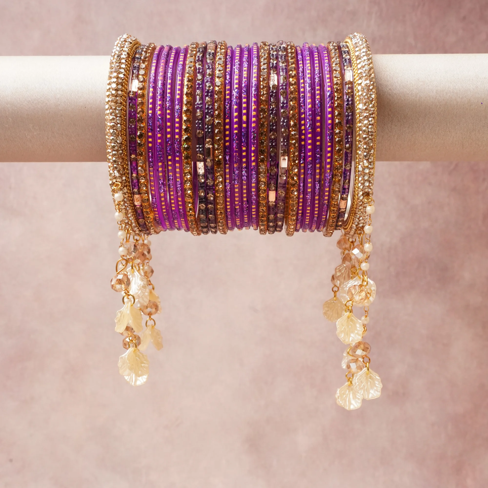 A commanding Amethyst Purple anchors this beautiful set, enriched with accents of Gold, Clear Crystal, Champagne Crystal, Pearlescent White that add depth and dimension.

Featuring a striking composition of Glass, Metal Alloy, Rhinestone, Faceted Crystal, Simulated Pearl, Mother-of-Pearl, this set carries intricate craftsmanship and strong presence. Grand in form, it is created for moments that deserve to be marked.